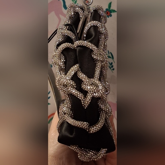 NWT Ted Baker Kylar Black Satin & Crystal Evening Convertible Bling Purse Bag - Picture 6 of 12